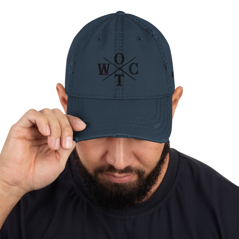 OTWC - Distressed Dad Hat - Black Text – One size, Navy