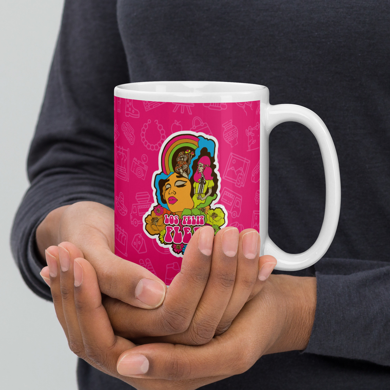 Los Feliz Flea Logo White glossy mug