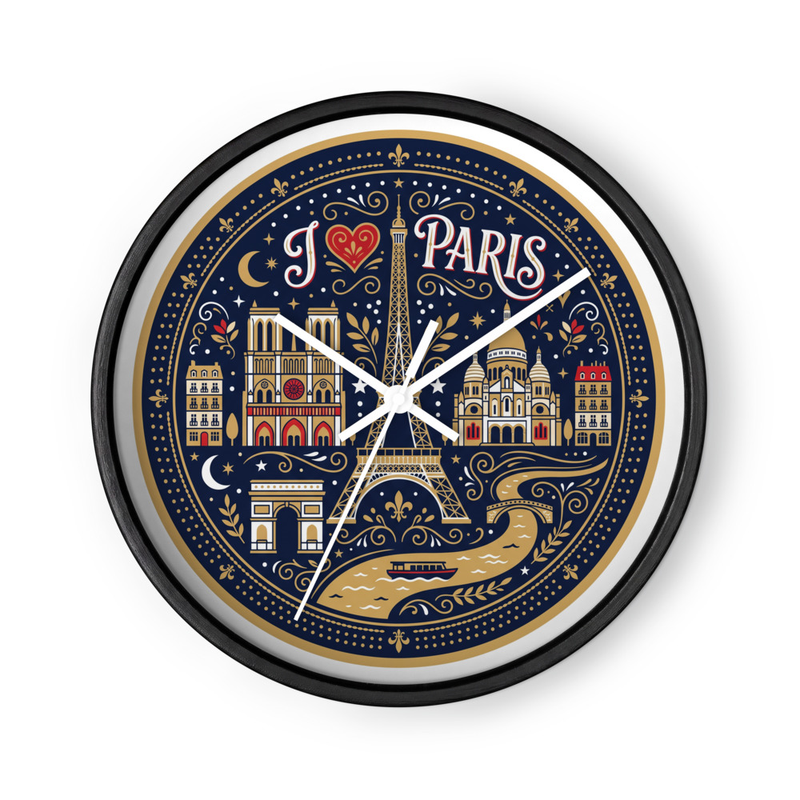❤ Paris Wooden Wall Clock