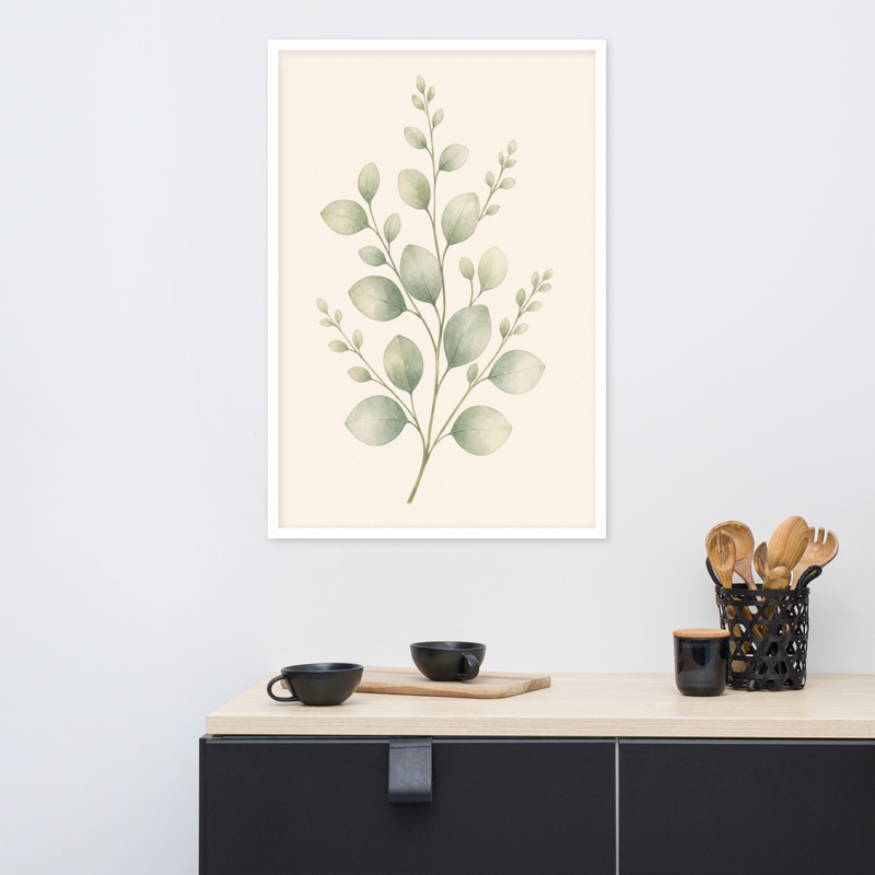 Layered Sage Leaves Framed Botanical Wall Art — Minimalist Watercolor — thumbnail 17