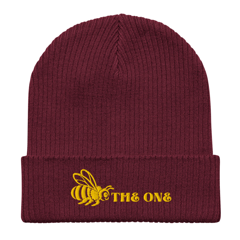 Bee the One Organic ribbed beanie – One size, Burgundy