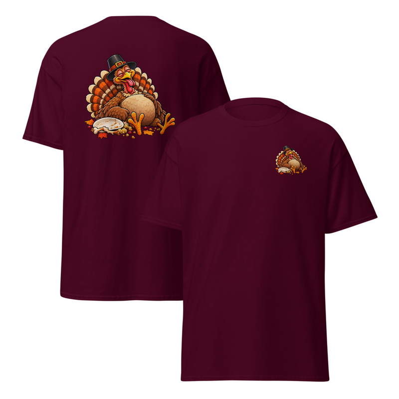 Turkey Coma Thanksgiving Unisex classic tee – M, Maroon