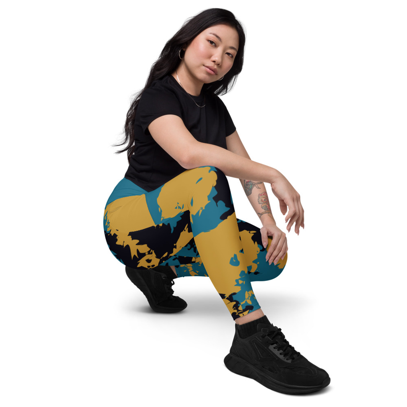 Kicxs Leggings With Pockets - Teal/Gold/Black Camo