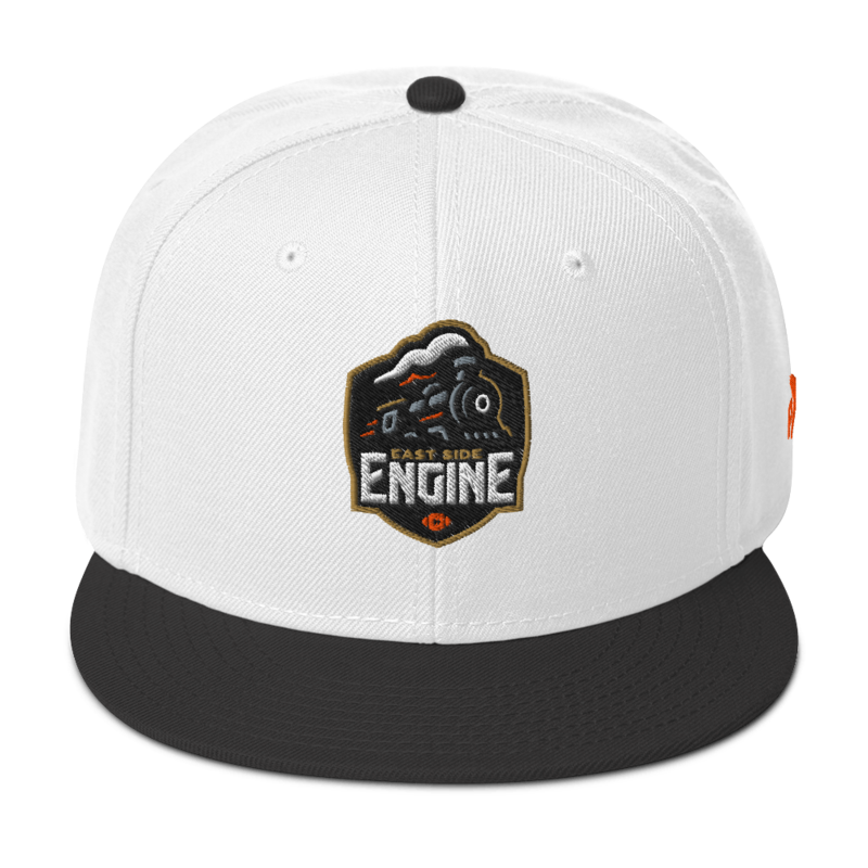 East Side Engine - Snapback Logo Hat – One size, Black / White / White