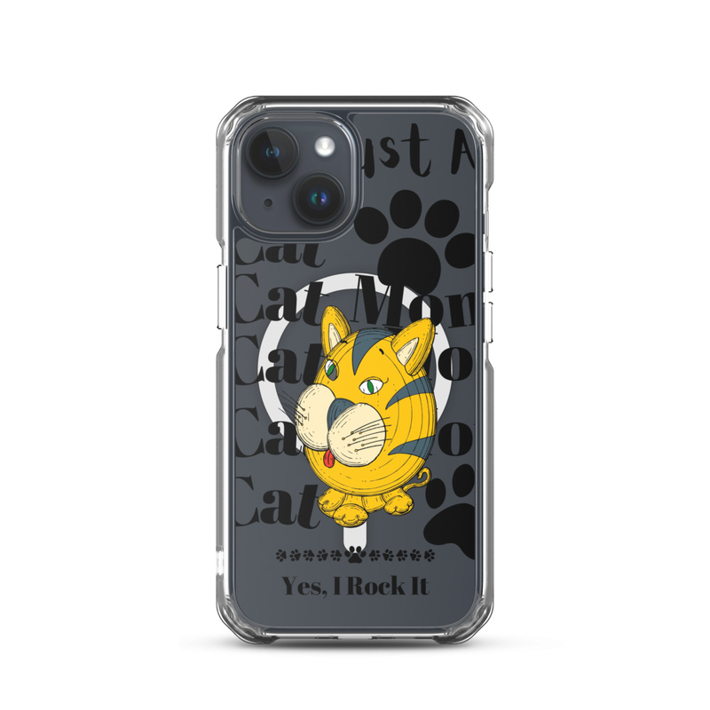 MagSafe® clear case for iPhone®: Just A Cat Mom – iPhone 15