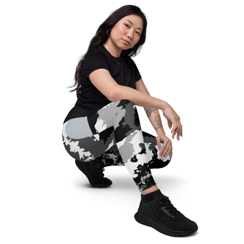Kicxs Leggings With Pockets - Black and Silver Camo