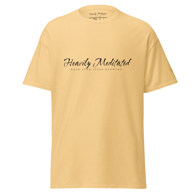 Unisex Soft Tee - Heavily Meditated – S, Yellow Haze