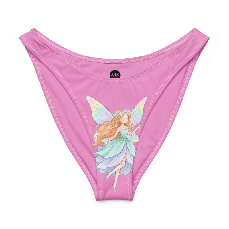 Fairy Dreams Pink Recycled V-Cut Bikini Bottom | Women's Sustainable High-Leg Swimwear