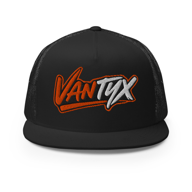 Vantyx - Snapback Trucker Cap - Solid Black, Orange, & White