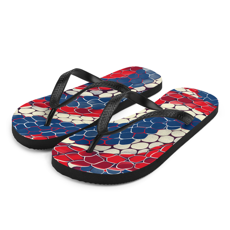 Red White & Blue Snakeskin Flip-Flops House or Outdoor Slippers