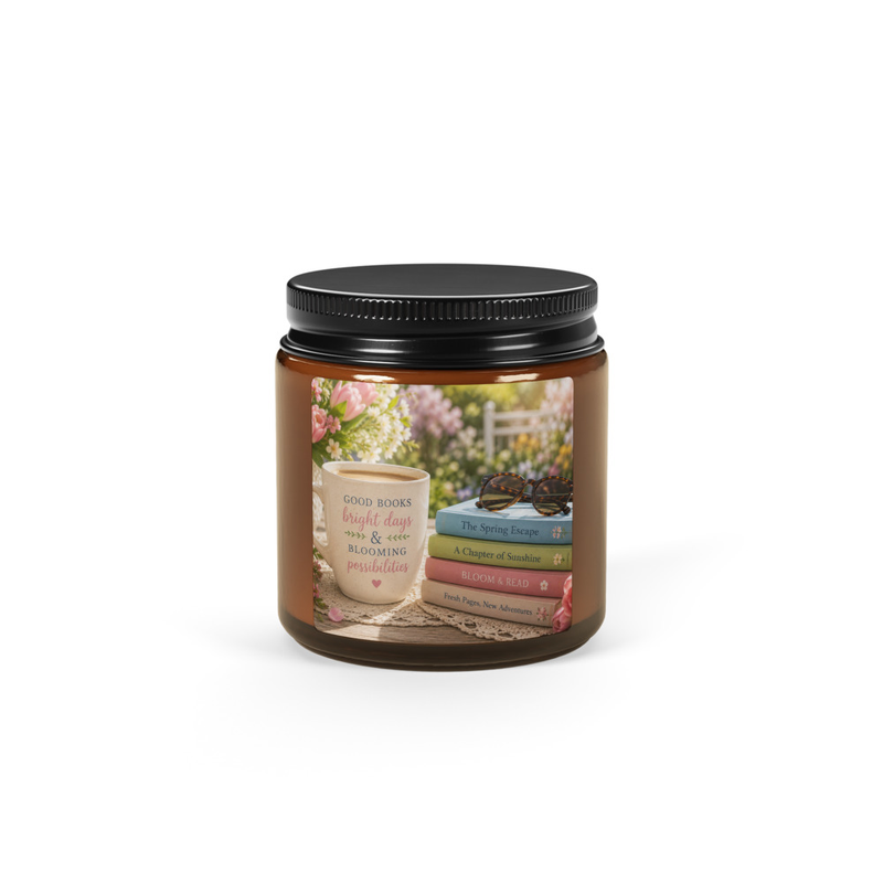 Spring into Books Amber jar soy candle