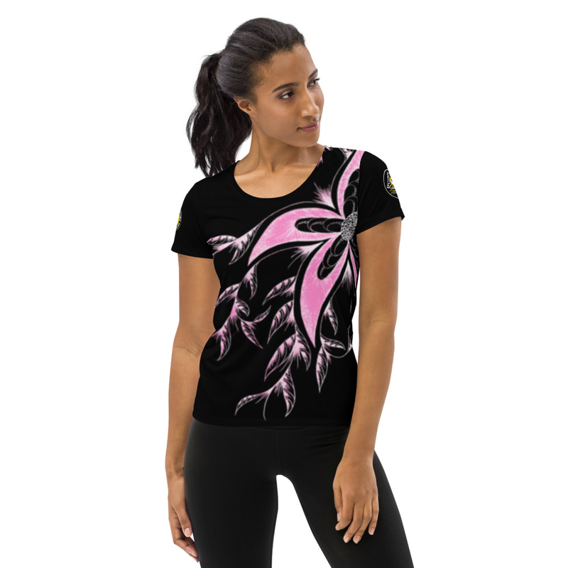 Woman's Edge CPFA White/Pink "Flower Power" All-Over Print Women's Athletic T-shirt copy