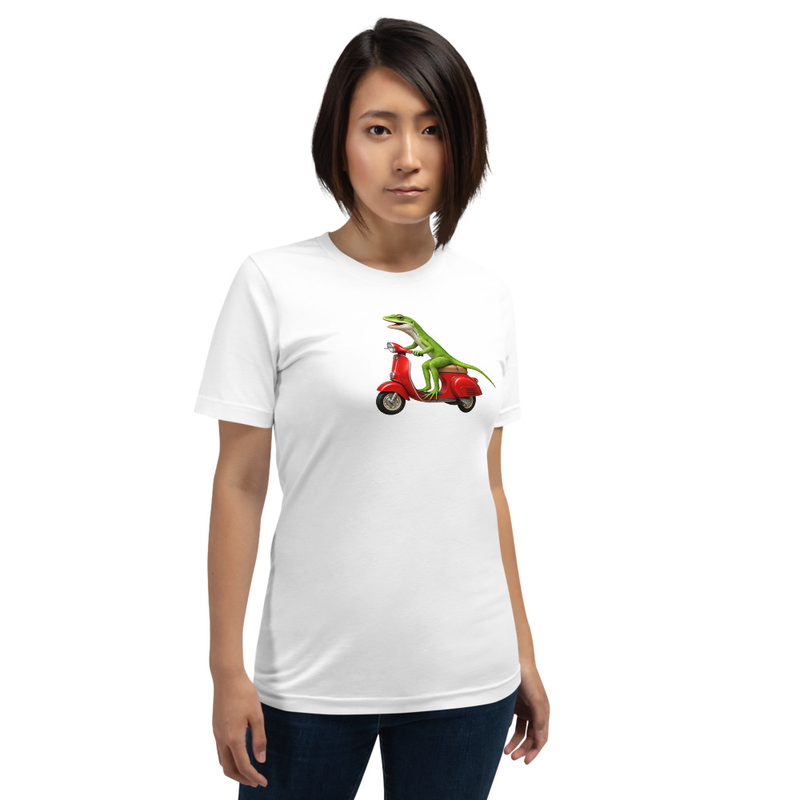 Green Anole Reptile Vespa Ride Unisex T-Shirt