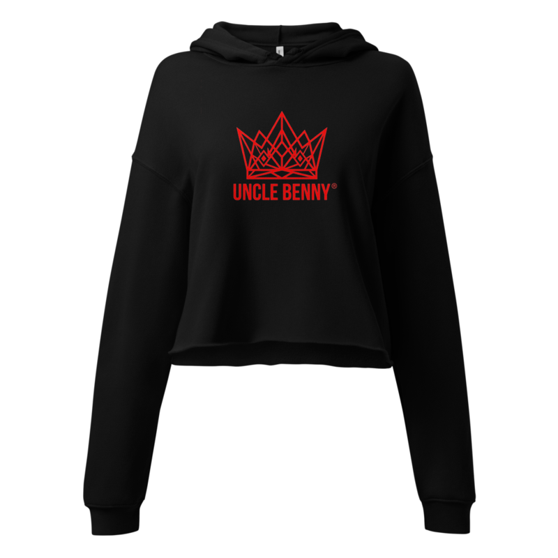 Uncle Benny ® Cropped Crown Hoodie Women's Fleece Crop Neon Red EST. 2020