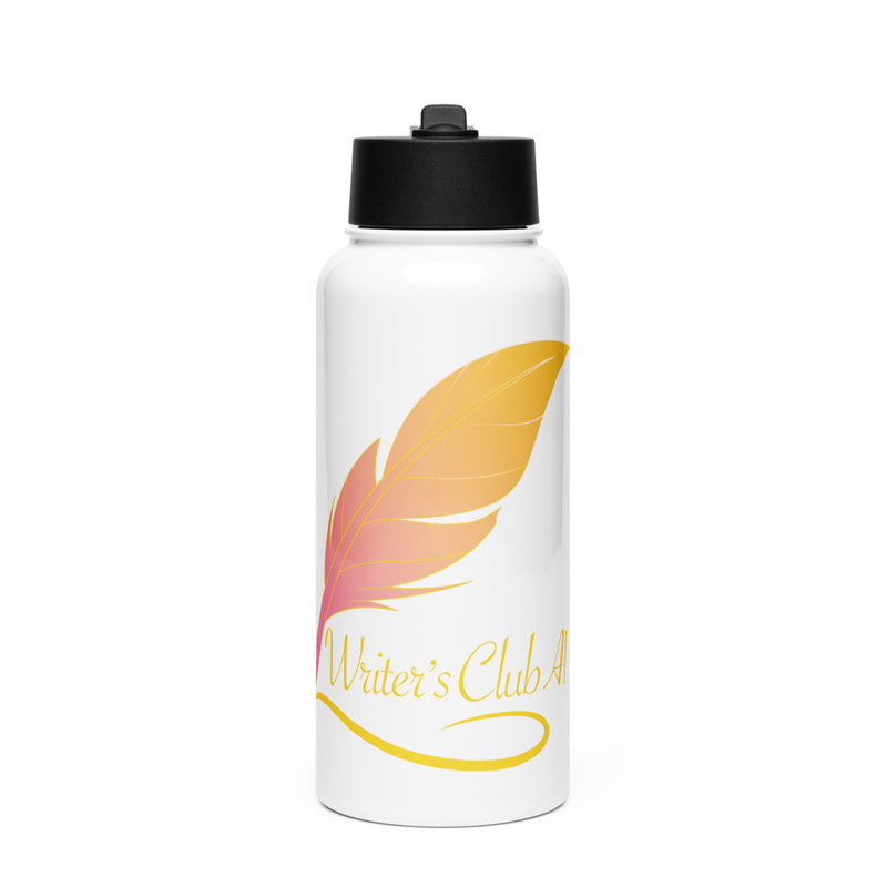 White Logo Stainless Steel Water Bottle With Straw Lid- 32 oz