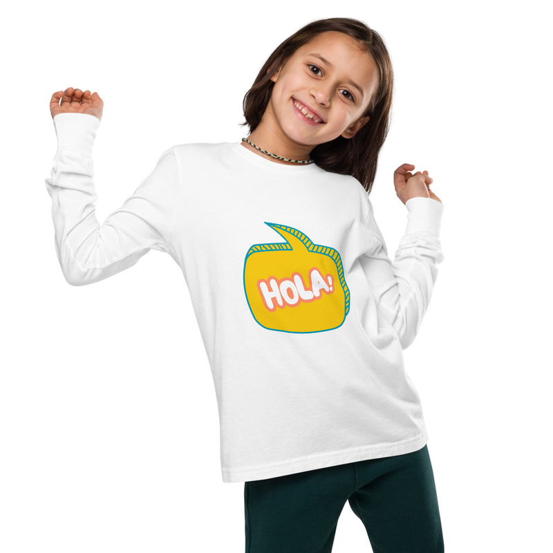 Youth long sleeve tee - Hola! 1 – S, White