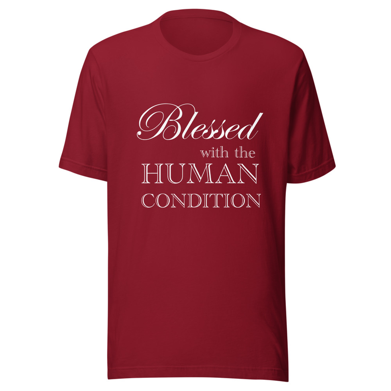 Blessed Unisex T-Shirt White Letters – S, Cardinal