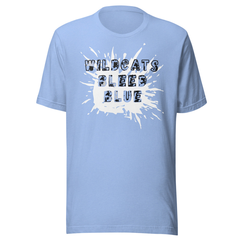 Wildcats Bleed Blue Unisex t-shirt – S, Heather Carolina Blue