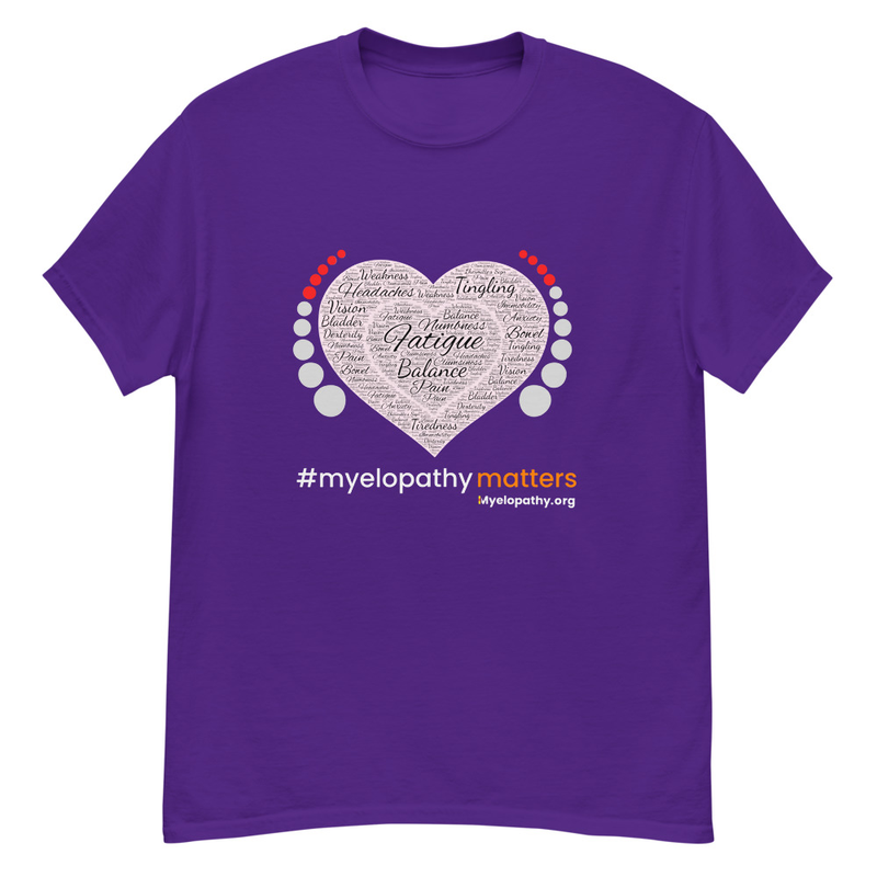 Myelopathy Heart Design by Esther Martin-Moore Classic Tee – L, Purple
