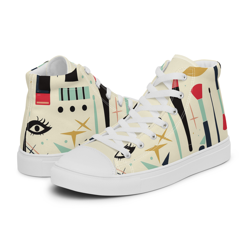 Midcentury Make Up Women’s high top canvas shoes