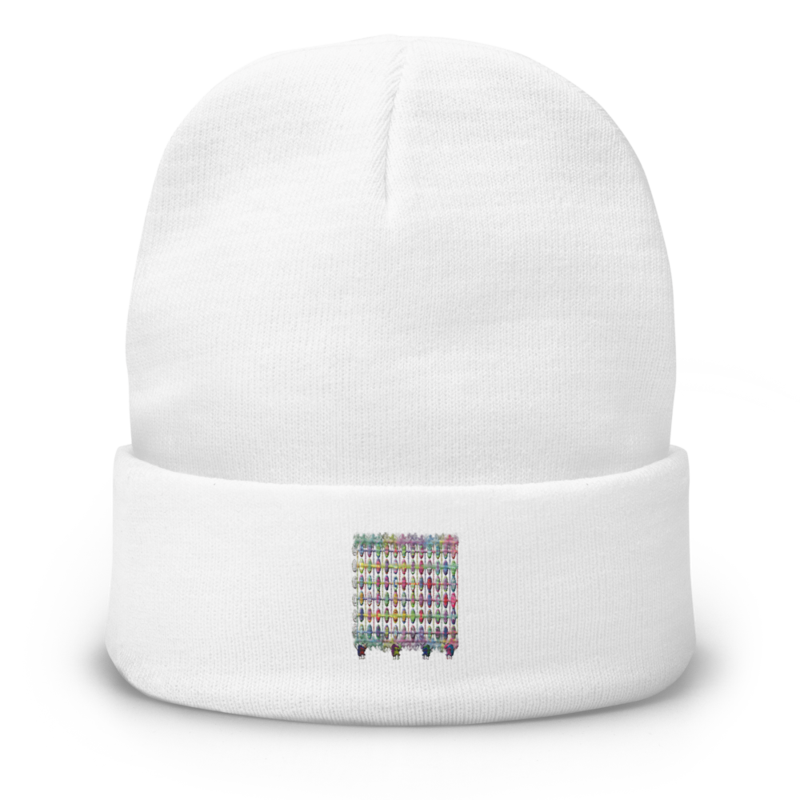 Pluckleboard White Unisex Embroidered Beanie