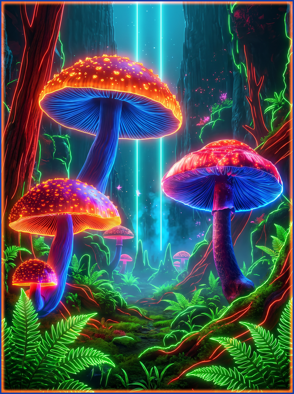 Mushroom Forest (Orange Caps) - Mushroom Forest (Orange Caps) / Black / S