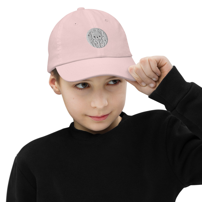 Youth Baseball Cap – Cute Bear Embroidered Hat for Kids