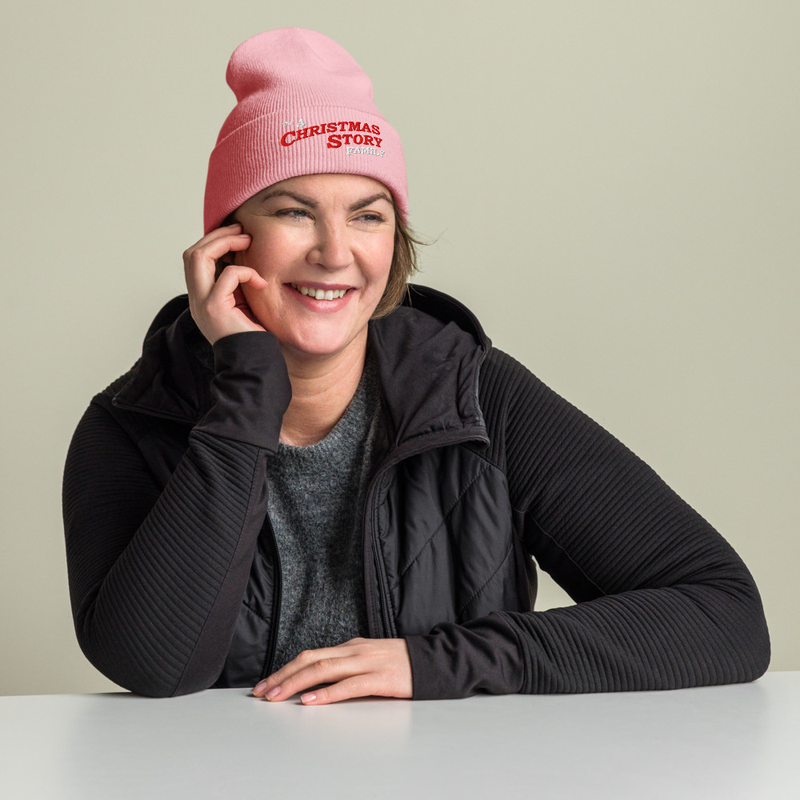 Cuffed Beanie: A Christmas Story Family Style – One size, Baby Pink