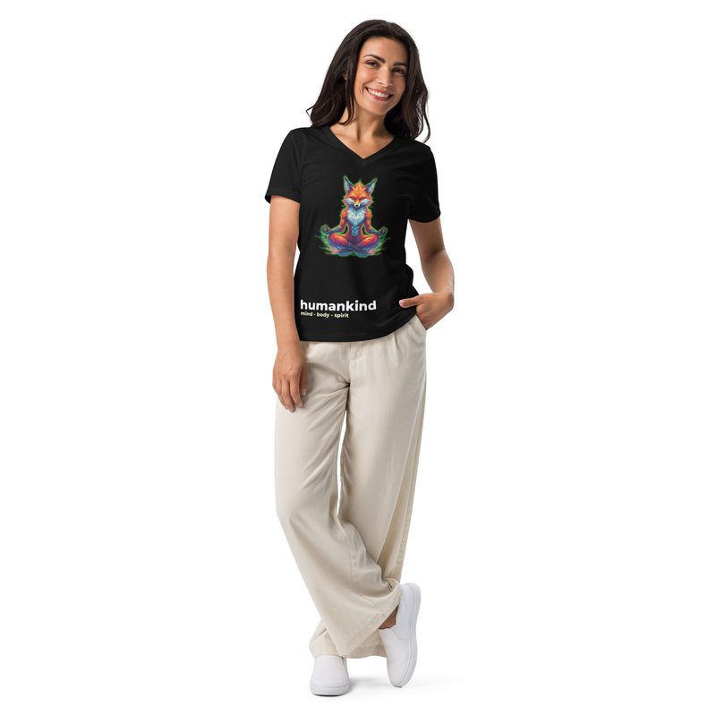 meditation fox women’s v-neck t-shirt