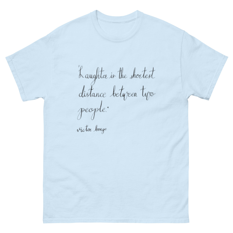 Victor Borge - "Laughter is the shortest distance between two people," – S, Light Blue
