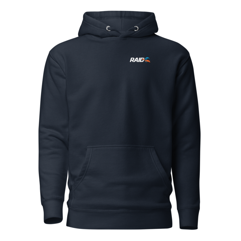 RAID Wear Shark Unisex Hoodie – S, Navy Blazer