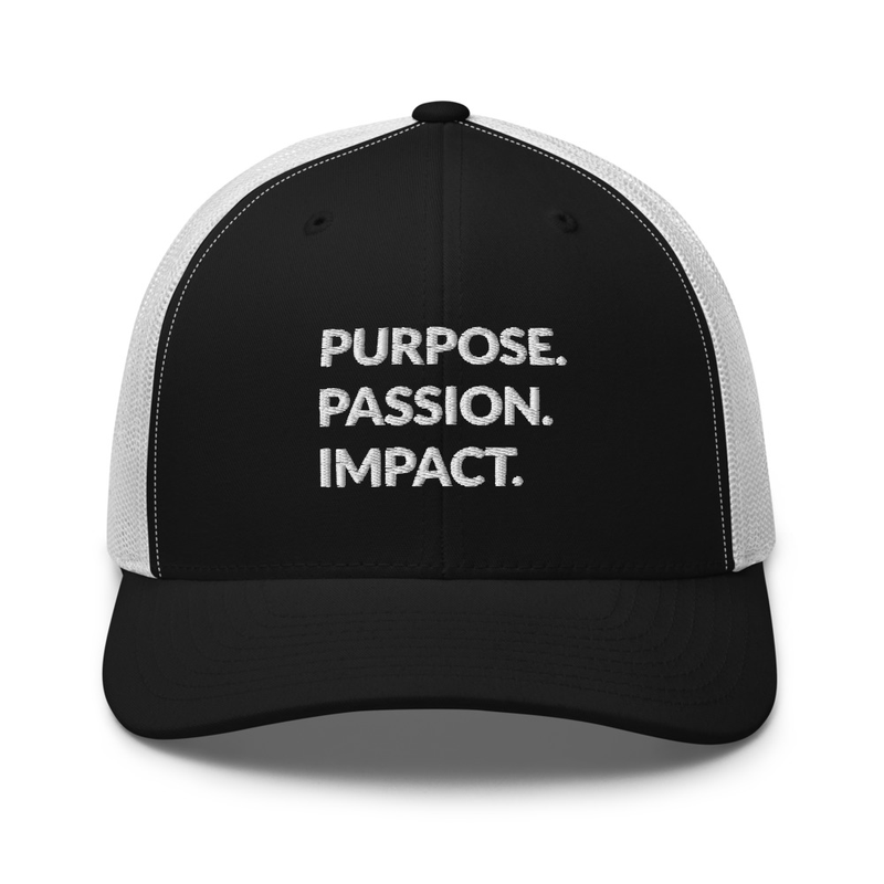HFTT Trucker Cap | Purpose. Passion. Impact. (Colors Available) – One size, Black/ White