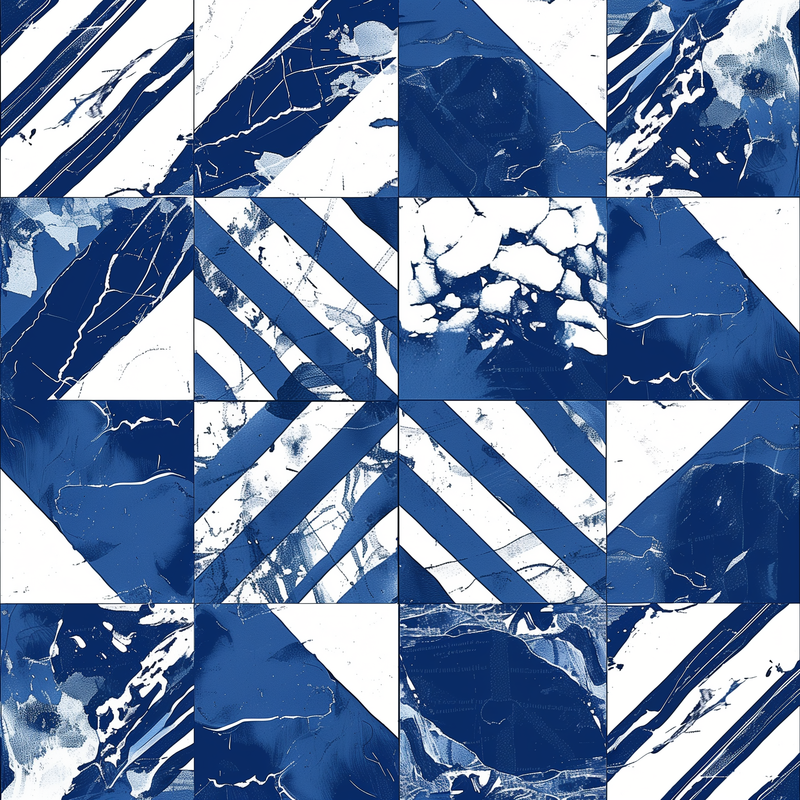 Blue & White Geometric Midcentury Flip-Flops House or Outdoor Slippers