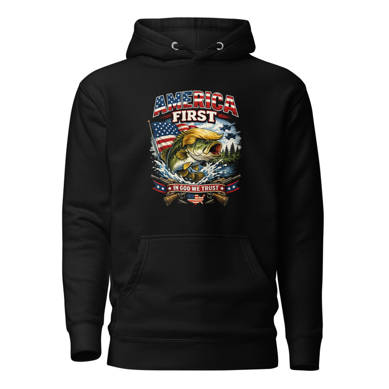 America First Bass Unisex Hoodie — Black