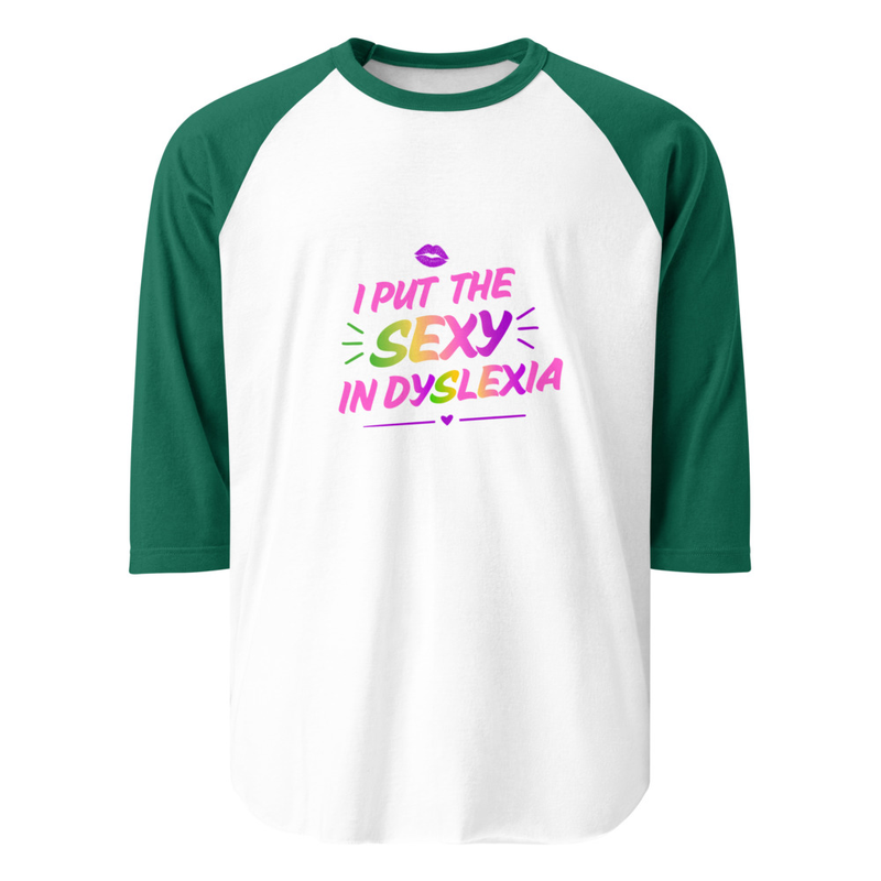 3/4 sleeve raglan shirt – XS, White/Kelly