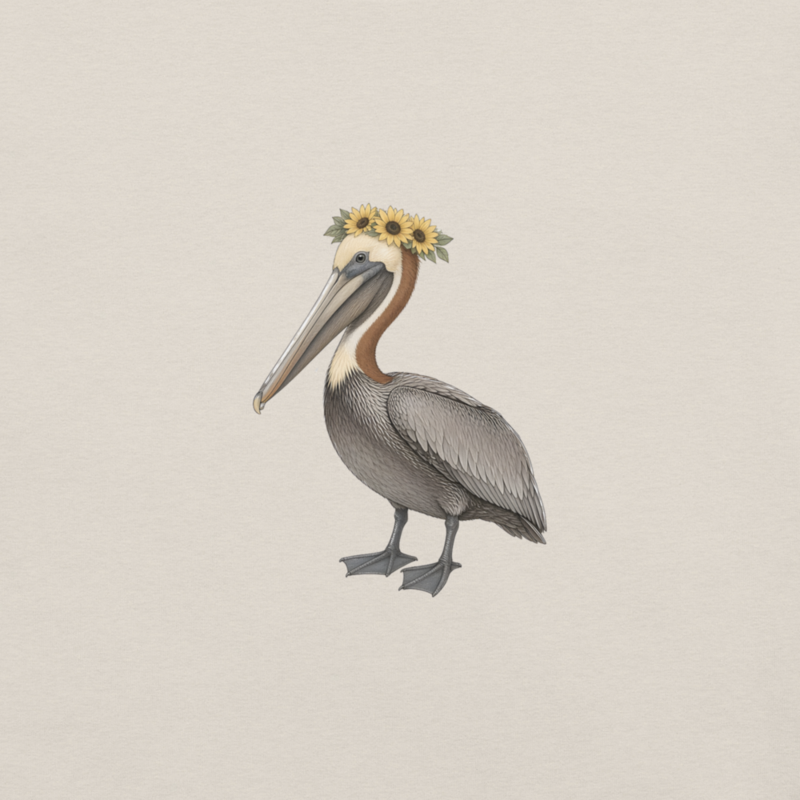 Brown Pelican Flower Crown Tee — Floof
