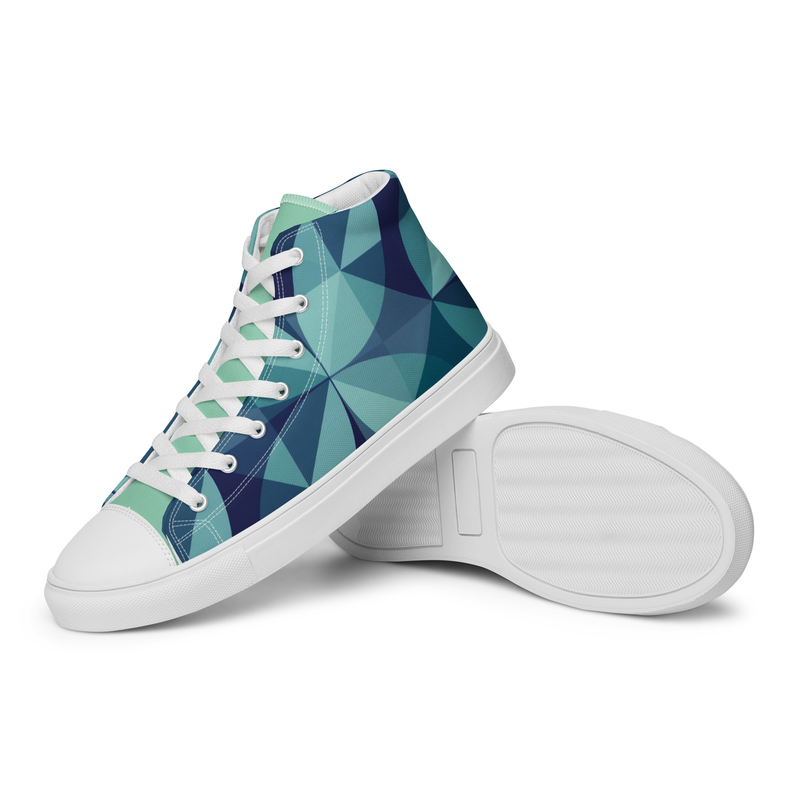 Funky Blue Men’s high top canvas shoes