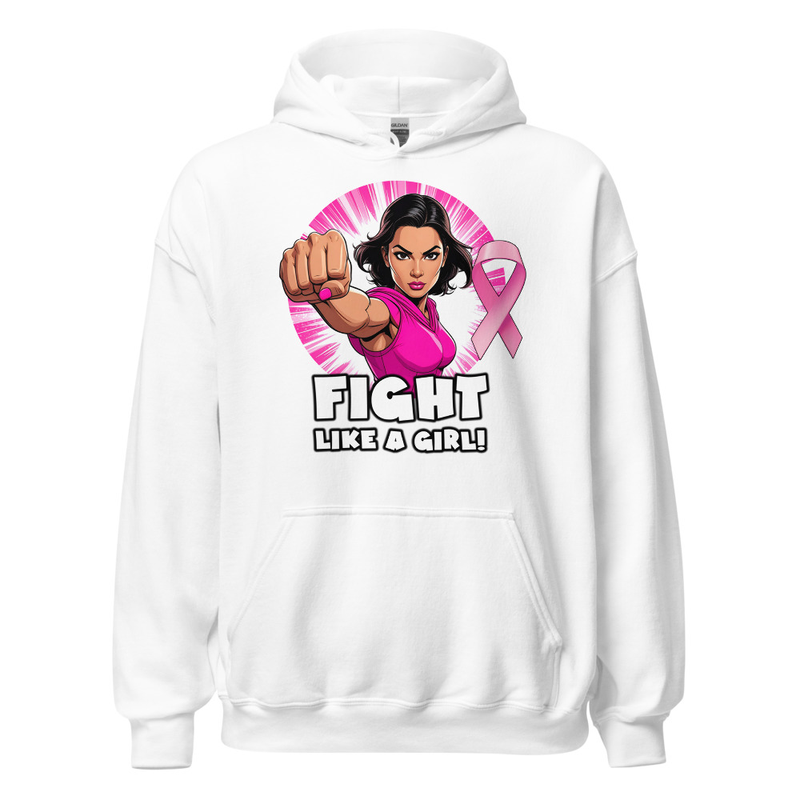 "Fight Like A Girl" Unisex Heavy Blend Hoodie – S, White