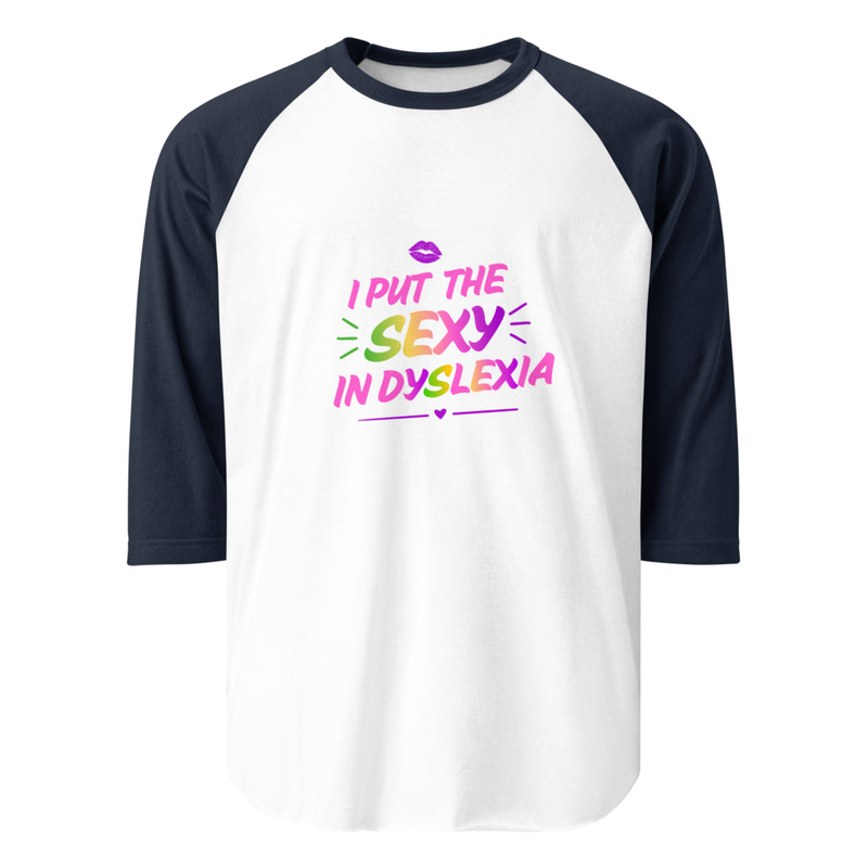 3/4 sleeve raglan shirt – S, White/Navy