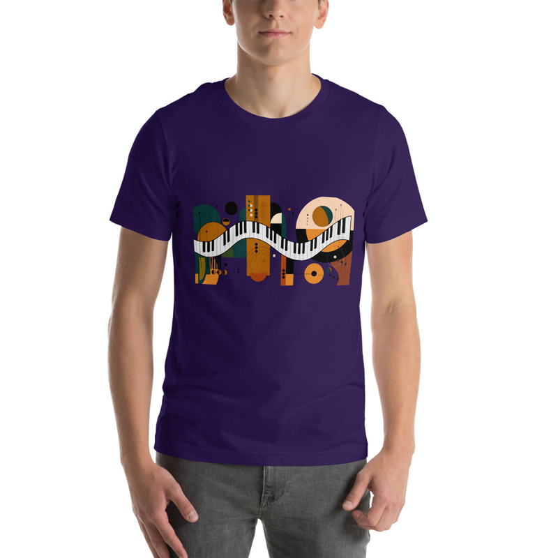Abstract Piano Keyboard on Unisex T-shirt – Image 2