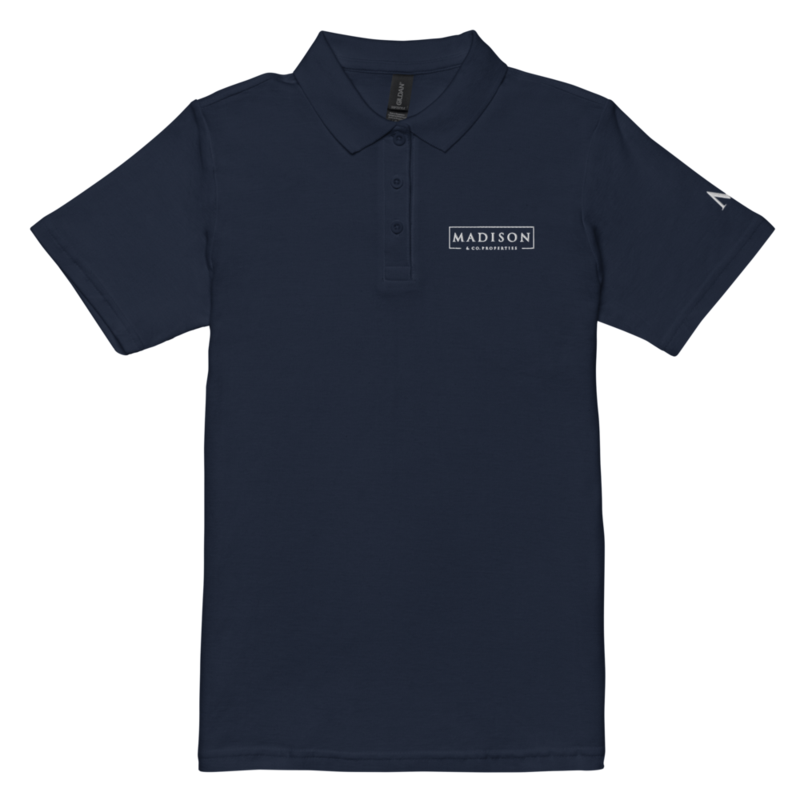 Women’s Madison Embroidered Polo - Black/Navy – Image 4
