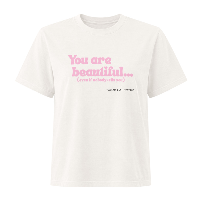 "You Are Beautiful" Lyric Tee - pink - Women's Heavyweight Garment Dye Tee Bella + Canvas 