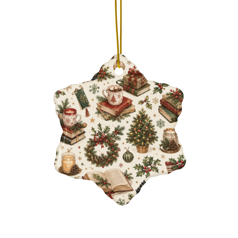 Book lover Ceramic ornament – Snowflake