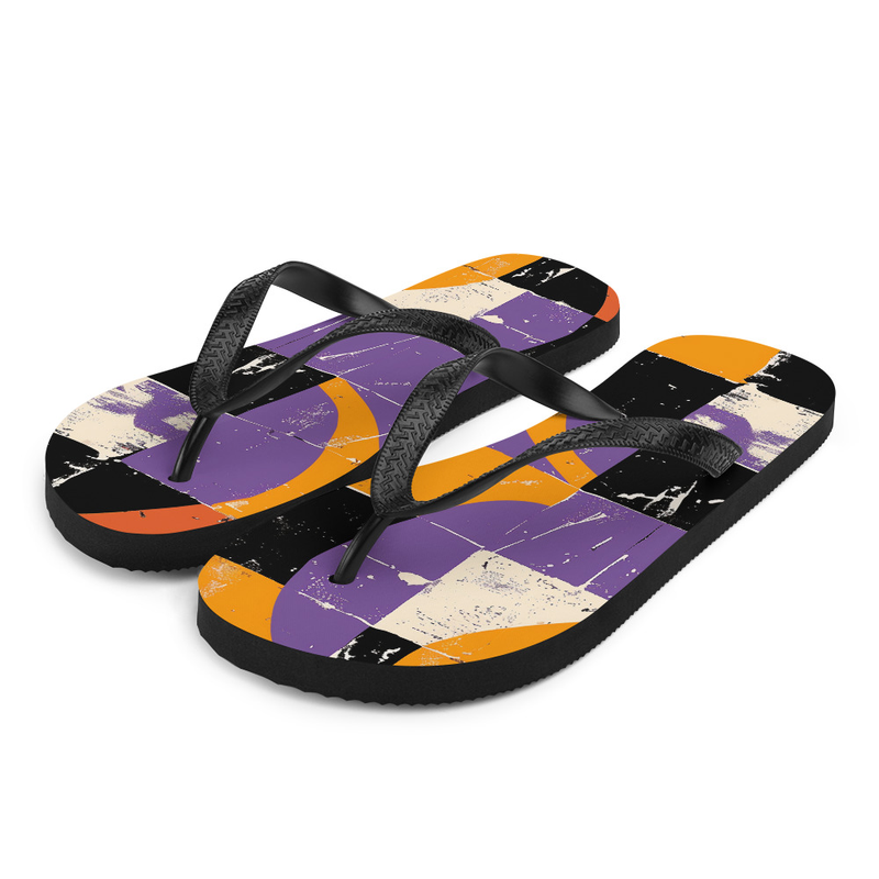 Purple Orange White Retro Midcentury Flip-Flops House or Outdoor Slippers