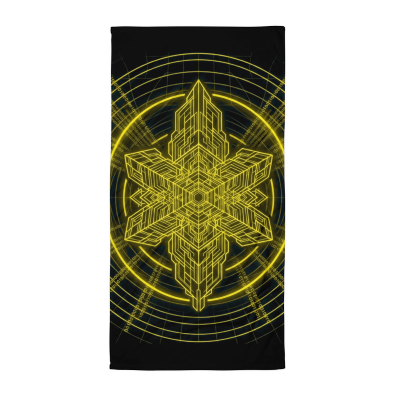Uncle Benny ® Deep Space Relay IBM Quantum Computer Beach Towel Neon Yellow EST. 2020