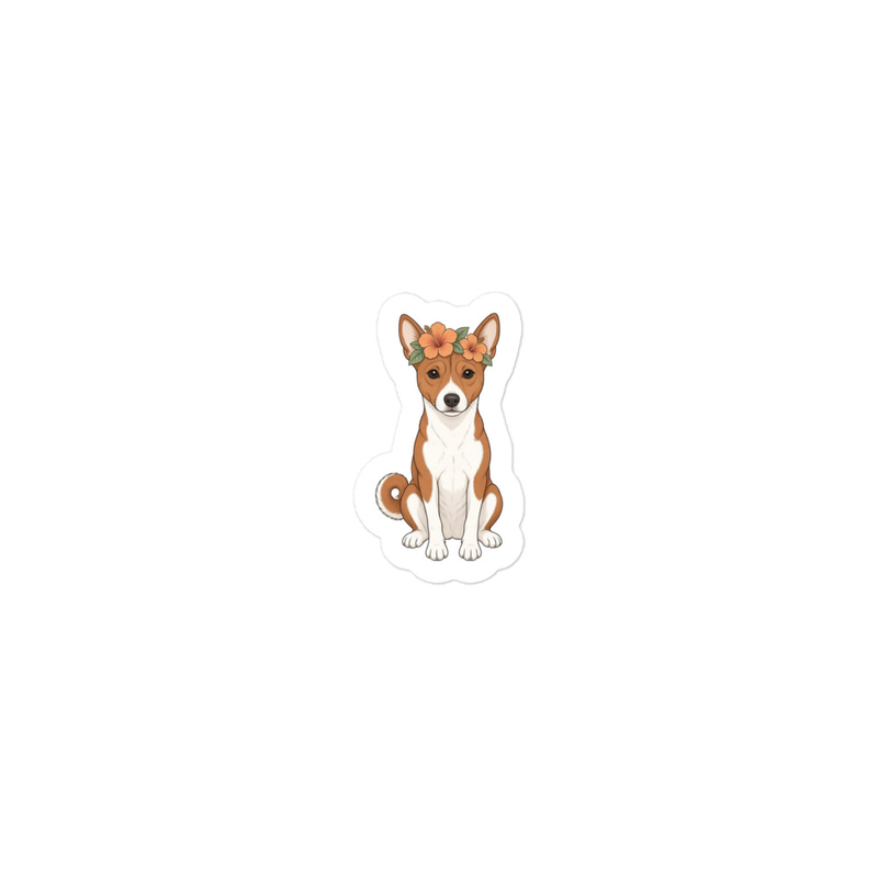 Flower Crown Basenji Sticker — Floof