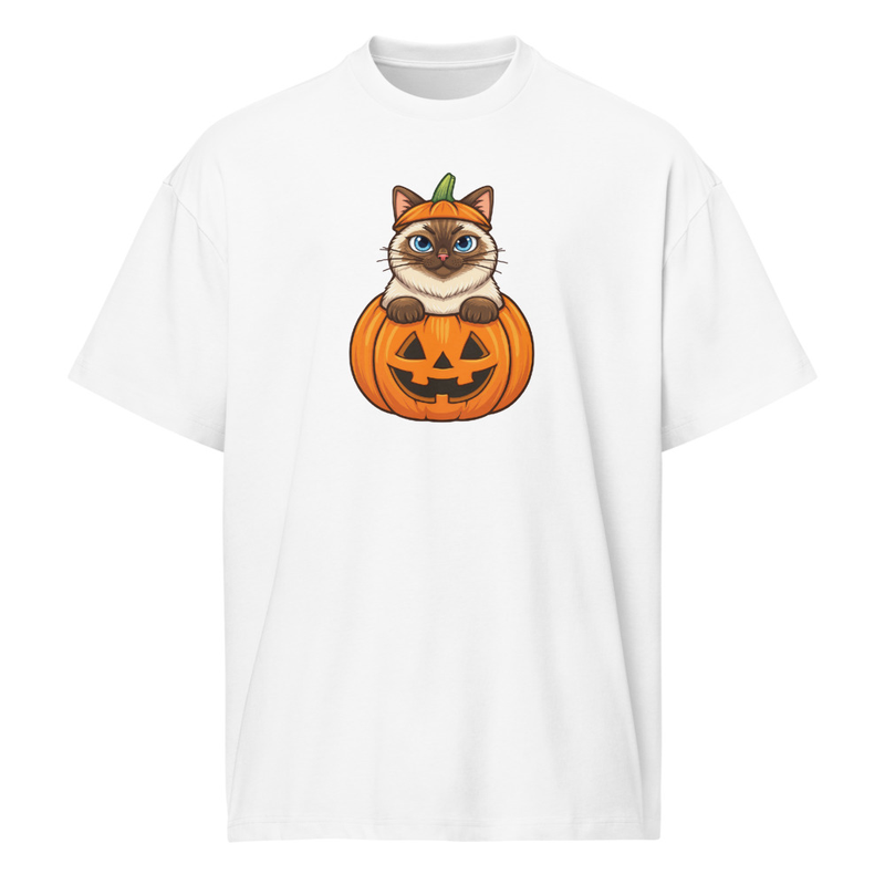 Birman Cat Jack-O-Lantern Men's Box Tee
