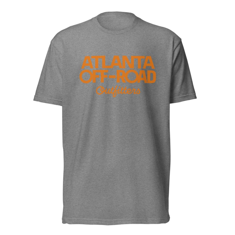 Wordmark Front T-Shirt - ORANGE LOGO – XS, Dark Heather Gray