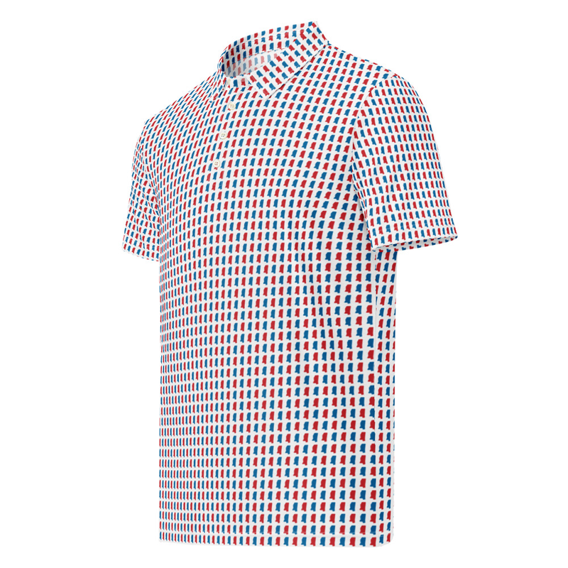 Men’s State of Mississippi Polo in Powder Blue and Red