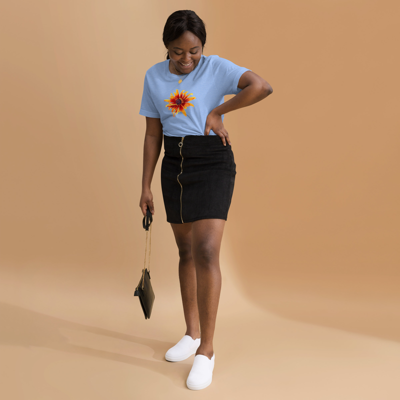 Flaming Flower - Unisex t-shirt – 2XL, Heather Carolina Blue
